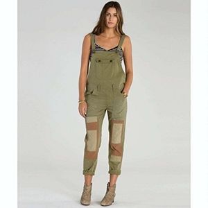 Billabong Olive Green Patchwork Jumpsuit